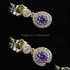 Dangle Chandelier Earrings Jewelry Wholesale Price Drop Women Fashion Purple White Synthetic Cz Ear Drops For Female Party Gift Delivery 2