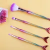 4Pcs Makeup Brushes Kit Mermaid Pencil Cosmetics Foundation Artist Mermaid Highlighter Face Bronzer Eyeshadow Lip Make Up Tool