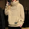 Tjocka fleece hoodies män höst vinter hög hals huva hoodies vindtät hip hop hoodies män modekläder toppar avslappnad