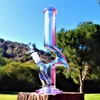 Rainbow Glass Water Bongs Bubbler Hookahs Shisha Downstem Perc Dab Rigs Rökning Glas Vattenrör med 14 mm skål