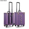 女性多層大容量化粧品ケースボックスネイルタトゥーローリング荷物袋メイクアップ多機能トロリースーツケースJ220708 J220708