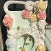 Luksusowe obudowy telefonu komórkowego ręcznie robione kremowa guma romantyczna mennica kolor Gold Rose Pearl Piękna obudowa moda na iPhone'a 6 7 8 11 12 13 Pro