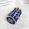 Kvällpåse Kristall Rhinestone Star Clutch Bag Luxury Round Pearl Hollow Out Purse Ladie Necklace Circular Small Handbag High Quality 220622