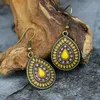 Dangle & Chandelier Bohemian Vintage Earrings For Women Water Drop Shape Alloy Acrylic Gem Ethnic Enamel JewelryDangle Kirs22