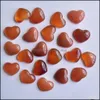 Stone Loose Beads Jewelry Natural 18Mm Heart Pink Quartz Cabochons Flat Back For Necklace Ring Earrrings Acc Dhywr