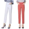 Women's Pants Women's & Capris Suit 2022 Spring Summer Elegant High Waist Solid Pockets Buttons Office Lady Work Wear Bottoms Female