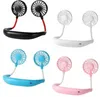 Party Favor Hand Free Fan Sports Portable USB RECHARGEABLE Dual Mini Air Cooler Summer Neck Hanging Fan Sea Shipping FY4155 SXJUL5