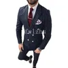 Bonito Stripe Groomsmen Dupla-Breasted Noivo TuxeDos Homem Suits Casamento / Prom / Jantar Homem Blazer (Jacket + Calças + Gravata) K686