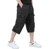 Shorts pour hommes 3/4 Cargo Hommes Classique Couleur unie Été Coton Décontracté Work Out Randonnée en plein air Pantalon court avec poche 5XLMen's Men'sMen's