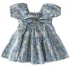 Sommermädchen Kleidere Europa und Amerika Stil Kinder Kurzarm Blumen gedruckt Baumwollkleidung Kleinkind Prinzessin Kleider