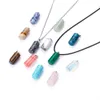 Pierre naturelle Chakra Reiki guérison Quartz cristal cylindre pendentif collier pour femmes bijoux