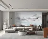 Aangepaste 3D behang muurschildering woonkamer slaapkamer Chinese stijl blauw artistieke conceptie landschap achtergrond muurstickers slaapkamer