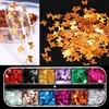 NXY Nail Gel 12 Grids Irregular Aluminum Glitter Flakes Christmas Maple Leaf Butterfly 3d Sequins Paillette Powder Art Decoration 0328