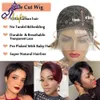 Pixie Cut court Bob ondulé perruque partie latérale dentelle perruques de cheveux humains pour les femmes brésilien préplumé avec Babyhair vierge Remy cheveux