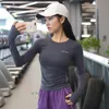 Women Yoga Top Sport Shirts High Elastic Gym Running Breathable Long sleeve T-Shirts Thumb Hole Gym Tops Sports Wear yoga suit 220504