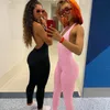 Halter Backless Sexy Jumpsuit Trousers Long Pants Bodycon Elegant Summer Women Fitness Clothes Party Streetwear 220704