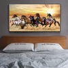 Large White Running Horses Canvas Painting Oversized Modern Animal Poster and Print Wall Art Picture for Living Room Home Decor