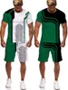 Verão 2022 Color de costura Sportwaer Conjuntos de fitness de fitness seco rápido de 2 peças roupas de traje curto, camiseta e shorts y220420