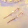 Stud Fashion Sterling Silver 925 Earrings For Women Party Shiny CZ Temperament Long Tassel Pearl Earring Fine Jewelry GiftStud Kirs22