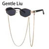 Vintage Sunglasses Women With Chain Small Frame Sun Glasses for Ladies Trendy Luxury Brand Designer Hexagon Eyewear UV400 220616