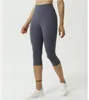 Lu Leggings de yoga pour femmes sans couture costume pantalon capri taille haute aligner sport fileté mi-mollet élever les hanches vêtements de sport élastique fitness 245r