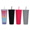 Tumbler Clearded Cold Cup GOODNess 24OZ 710ML Starbucks Двойная настенная матовая пластиковая кошачьего кружка кофе с соломенной многоразовой прозрачной напитком