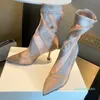 Designer Classic Boots for Women Poysed Stiletto Stitching Heel höjd 10,5 cm 2022 Kvinna