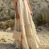 Ärmlös halter Maxi Summer Dress for Women Fashion Ruffle Beach Long Robe Elegant Slip Holiday Hollow Out Sundress 220630
