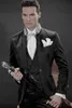 Men's Suits & Blazers Style Black Silver Gray Embroidery Groom Tuxedos Groomsmen Wedding Prom Bridegroom (Jacket+Pants+Vest) 010