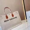 2022 Sac à main de luxe Sacs à main de luxe RIVE GAUCHE Collection Femmes Noir / Blanc Toile de lin Cuir Logo Imprimer Fermeture à pression Sacs fourre-tout 49929096N9D1070