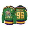 Mighty Ducks Masculino 96 Charlie Conway 99 Adam Banks 33 Greg Goldberg Movie Hockey Jersey Em Estoque