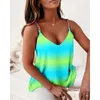 Patchwork Chain Women Streetwear Basic Tops Sleeveless Print V Neck Summer Casual Blus Lady Hollow Out Off Shoulder Pullovers