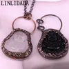Pendant Necklaces 5Pcs Vintage Glass Crystal Maitreya Buddha Antique Copper Plated Hoop Religion Necklace Charms JewelryPendant