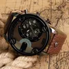 Montre-bracelets mode grande face grandes montres mecs militaires sport cuir stempe auto date de quartz imitation watch oz7258wristwatches1304140