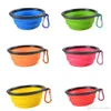 Pets Accessory Portable Travel Collapsible Dog Cat Feeding Bowls With Hook Silicone Foldable Bowls for Puppy