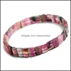 Braccialetti con fili di perline Gioielli Gemme di tormalina naturale genuina Pietra Perline sfuse trasparenti Fascino elasticizzato alla moda Bracciale in cristallo da donna