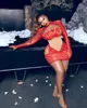 2022 plus size arabic aso ebi bainha vermelha vestidos de baile sexy lacated renda noite festa formal segunda recepção noivado de aniversário vestido de dama de honra