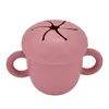 Baby Silicone Sippy Cup Barn Mat Kvalitet Foderflaska Snack Cup Halm Läckagesäker Dryck Vatten Training Cups BPA Gratis Drinkware Nontoxic Porslin B8070