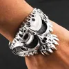 Bangle gotisk stil silverfärg öppen manschettskalle för män rockarmband smycken presentbangle kent22