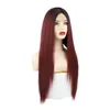 6Color New Women's Long black & Red wine Straight Front full lace Handmade Party hair wigs