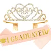 Classe de decoração de festas de 2022 Crown de Gold Gold Gold Gold Grad Gold for School Celebration Graduation Supply