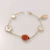 Luxe ontwerper Europa Top Kwaliteit beroemde zilveren sieraden Rose Gold kleur natuurlijke edelsteen gelukkige lieveheersbeestje lente