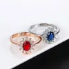 Wedding Rings Classic Red Crystal For Women Bridal Beautiful Rose Gold Color Zirconia Engagement Ring Fashion Jewelry R187Wedding