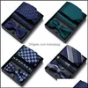 Bow Ties Fashion Accessories 100% Silk Birthday Present Tie Hanky ​​Pocket Squares Cufflink Set Nathtie Box Purple Clothing A DQ7