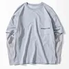 Fashion Men Long Sleeve T-shirt Spring Summer Thin Fashion Casual Cotton Men Bottoming Shirt 2022 Fake Two Piece Male Pullover L220704