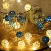 Snaren rattan ball led touw lichten batterij power tuin slinger feeën licht vakantie trouwfeest decoratie outdoor indoor verlichting