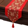Dumny róży chiński w stylu satynowy stół stołowy tkanina wystroju domu z tassel kreatywną okładkę 220615