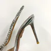 Sandali moda estiva Scarpe tacco alto girasole Sandali classici in gomma Scarpe a punta con fibbia impreziosita da cristalli Moda Pantofole da donna di lusso 35-43