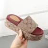 2022 womens fashion slippers Platform Sandals with chunky self-covered platform height 60 mm size euro 35-42