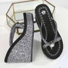 2023 New Summer Ladies Super High Heel Platform Slippers Sequin Rhinestone FlipFlops Sleeveless Heel Elevation Sandals Sexy Shoes